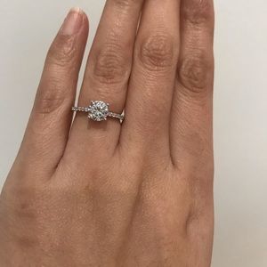 New silver round solitaire engagement ring wedding